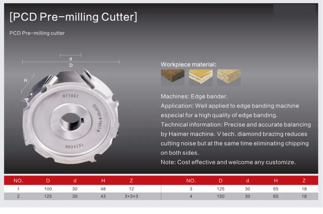 PCD Diamond Pre-Milling Cutters for Edge Banding Process